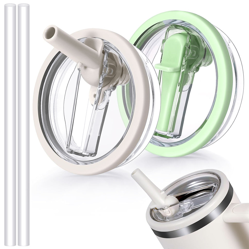 HASTHIP 2Pcs Flip Straw Lid Replacement 40 oz Fit for Stanley, Leak Proof for Stanley Lid, Tumbler Lid Replacement Reusable Tumbler Cover Stanley Cup Accessories, White & Green HASTHIP 2Pcs Flip Straw Lid Replacement 40 oz Fit for Stanley, Leak Proof for Stanley Lid, Tumbler Lid Replacement Reusable Tumbler Cover Stanley Cup Accessories, White & Green